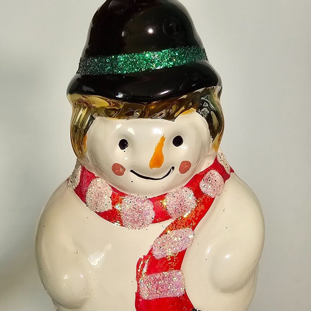 Christmas Ornament Set Blown Glass Snowman Santa Claus Sparkles Multicolor Xmas - Picture 12 of 14